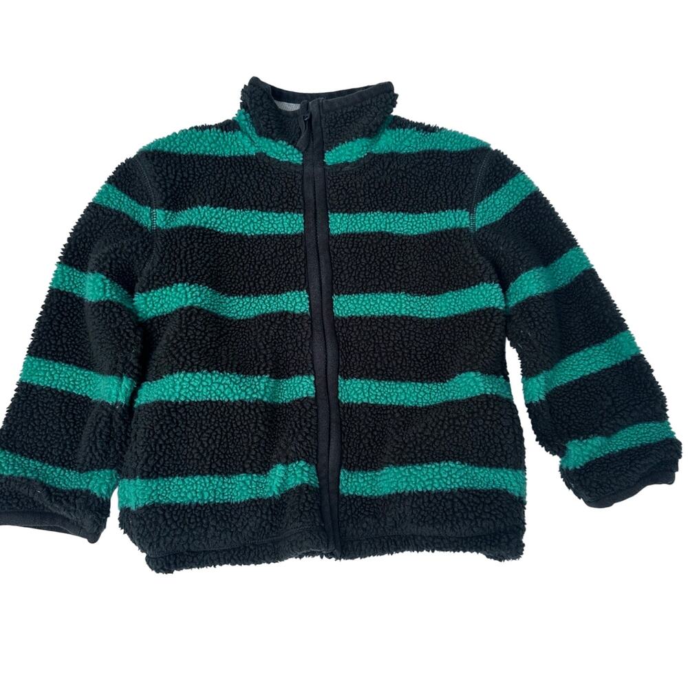 Mini Boden Green Rugby Stripe Windproof Fleece jacket - Size 5/6